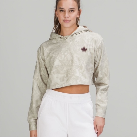Lululemon Team Canada All Yours Cropped Hoodie Maple Metamorphosis Light Neutral - Picture 1 of 9